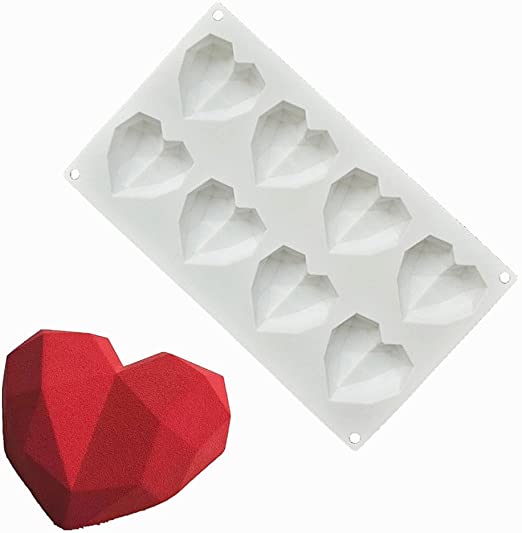 Molde Silicón Corazón de Diamante 3 D, para Tartas, Hornear, Hacer Dulces,  Chocolate